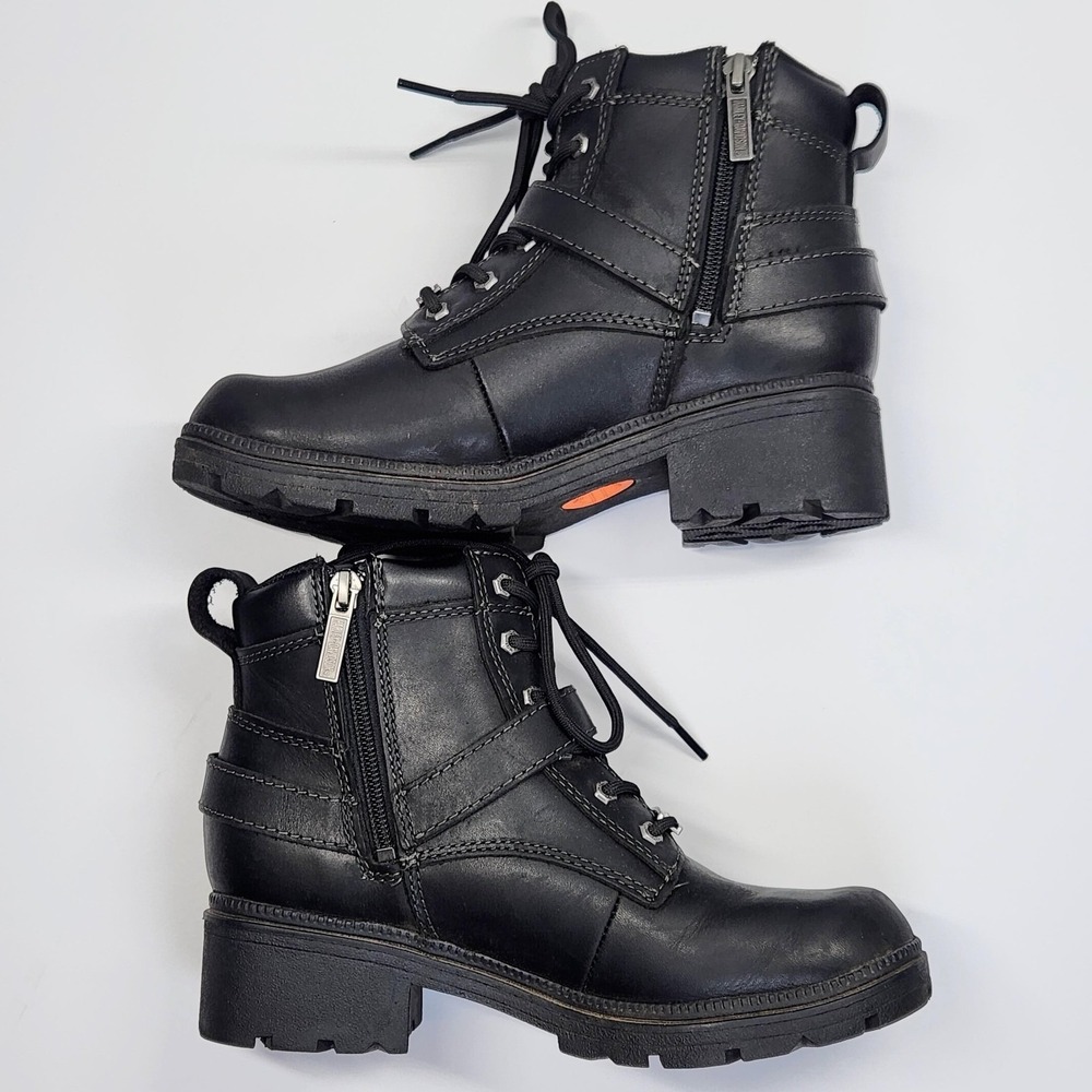 Harley-Davidson Boots Womens Size 6.5 Black Leather Biker Motorcycle D84424 - Picture 6 of 14